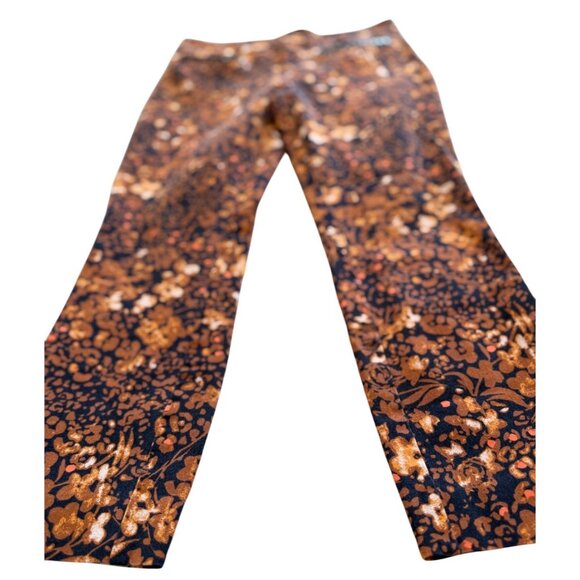 Anthropologie The Essential Slim Pants - Floral Print Size US 4 Navy & Orange Wo - Picture 2 of 8